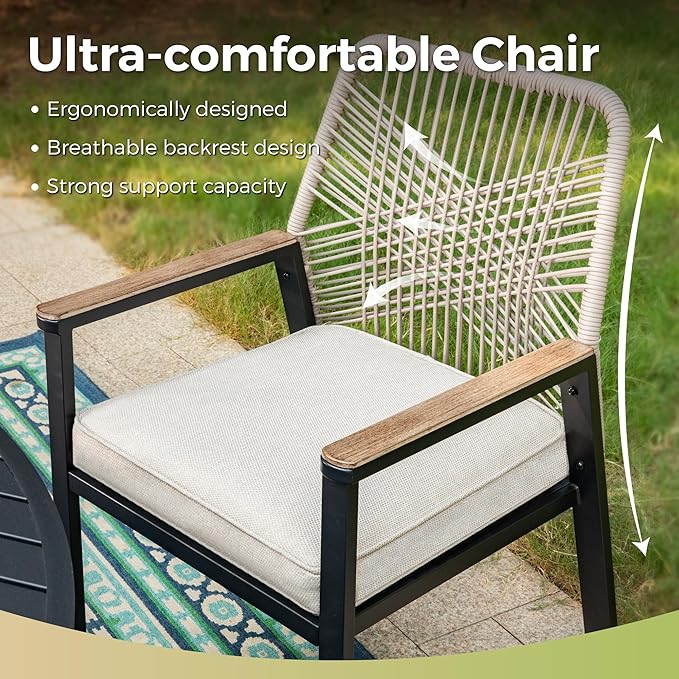 9 Pieces Outdoor Dining Set for 8, Patio Dining Set Wicker Rattan Chairs with 3.1" Cushion and Rectangular Table with Umbrella Hole, Wicker Patio Table and Chairs for Backyard Porch