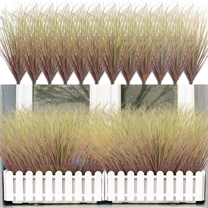 LUZOGA 36Pcs Artificial Grass Plants, Faux Shrubs Wheat Grass, Artificial Tall Grass Fake Plants for Outdoor Decor,Artificial Greenery Stems Weed for Room Indoor Home Decor（Light Purple）