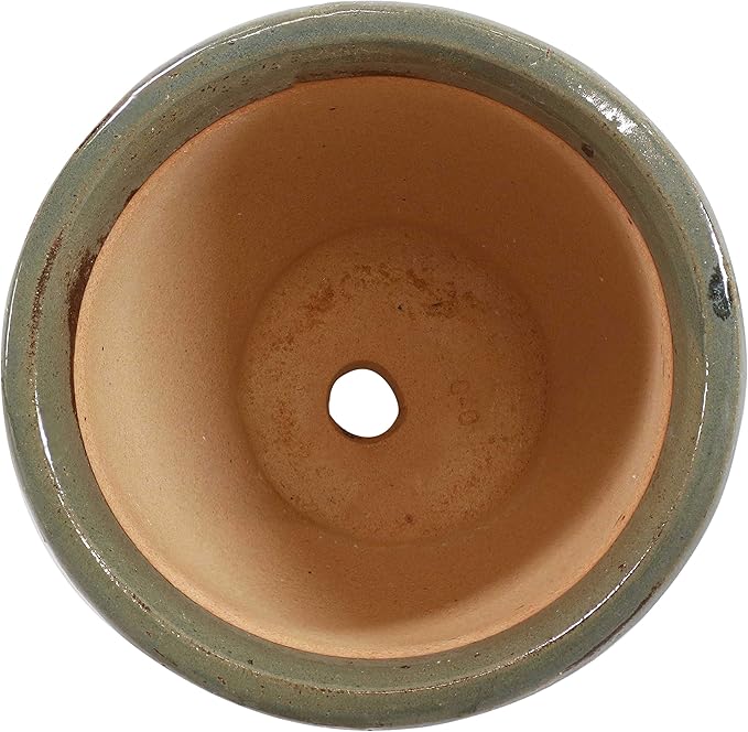 Sunnydaze Round Ceramic Planter - Set of 2 Indoor or Outdoor Plant Pots with Drainage Hole - Studio - 9" - Gray Glaze