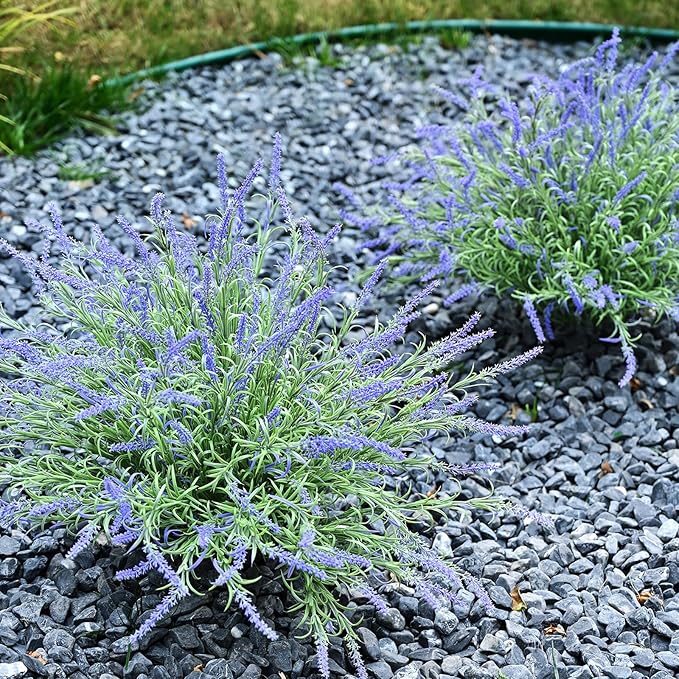HIFORESTAR UV-Resistant Artificial Lavender Flowers – Certified Fade-Proof Outdoor Decor – Realistic Purple Fake Plants Faux Greenery for Patio, Garden, and Landscaping