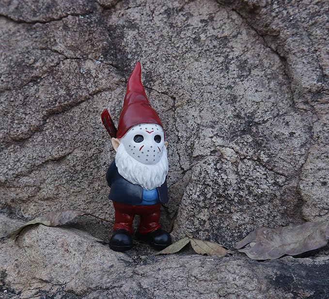 Horror Garden Gnome Statue, Gothic Outdoor Decor, Spooky Collectible for Halloween, Valentines Gifts Outdoor Decorations