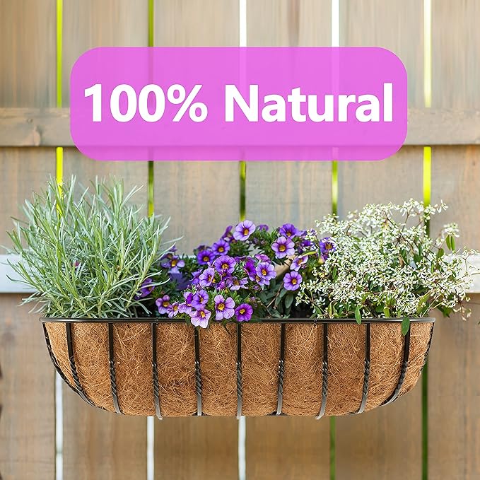 TigeJoy Coco Coir Fiber Liners Planter Replacement (Pack of 4, 24inch)