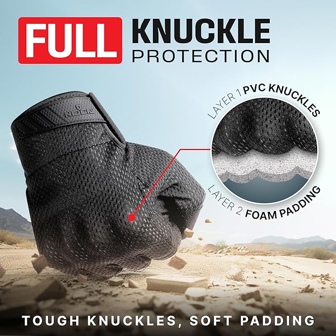 NoCry Tactical Gloves for Men with Flexible Knuckle Guards – Durable Design with Reinforced Palms and Stitching – Perfect Combat Gear with Touchscreen Compatible Fingers