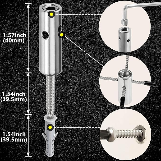 Acemaker Wire Trellis for Climbing Plants Outdoor, 30-Set Wall Wire Trellis Kit with 1/8in x 150ft Stainless Steel Cable & Cutter, T316 Cylindrical Espalier System for Fence and Garden DIY Projects