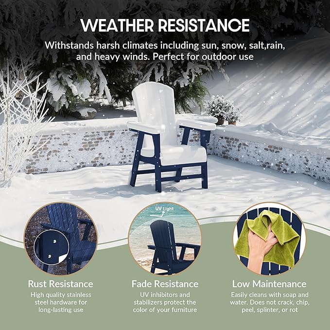 WestinTrends Dylan Dylan Outdoor Patio Shell-Back Adirondack Dining Chair Weather Resistant Navy Blue