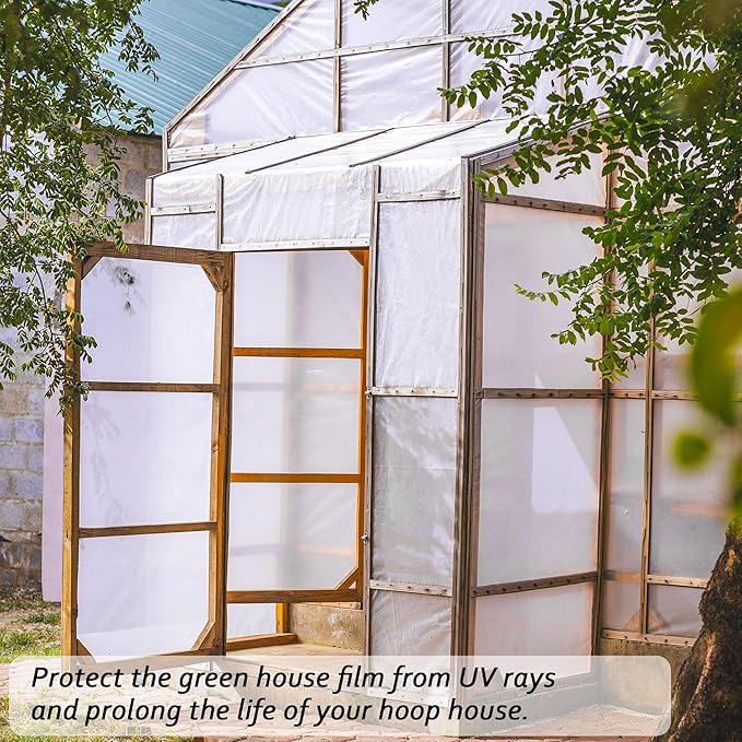 6 Mil Clear Greenhouse Plastic Sheeting,Transparent Plastic Film for Greenhouse, Resistant Polyethylene Film for Farm,Garden (6.5ftx9.8ft)