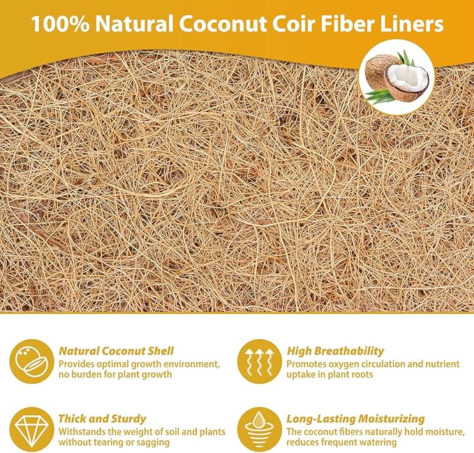 Legigo 2 Pack 24 Inch Square Coco Liners Planter Baskets Liner- Natural Coconut Coir Fiber Liner Replacement, Window Box Liners Trough Coconut Liners for Wall Planter Garden Deck Fence Flower Baskets