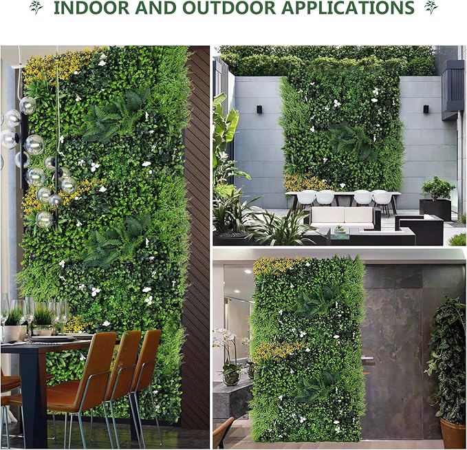 ANMINY Grass Wall Panels 40" x 40" Pack of 2 Artificial Grass Plant Greenery Wall Backdrop 22 Sqft Thickened High-Density Faux Boxwood Panels Privacy Fence Indoor Outdoor Party Wedding Garden Decor