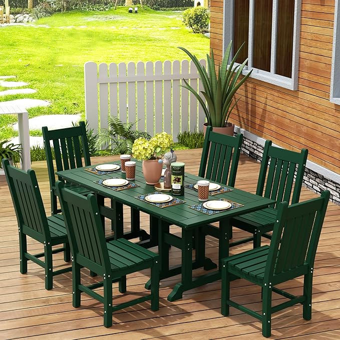 WestinTrends Malibu HDPE Outdoor Armless Patio Dining Chair Dark Green