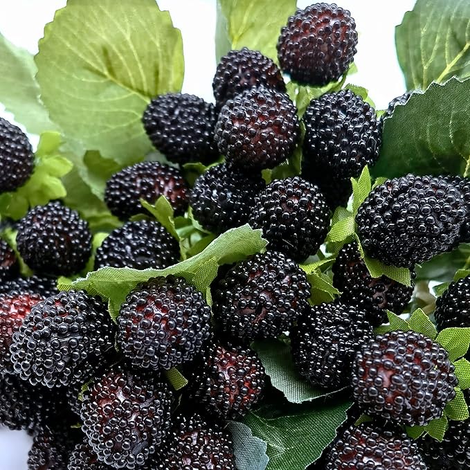 M2cbridge Artificial Raspberry Red Berry Strawberry Faux Fruit BlackBerry Props Table Decoration (Black,8PCS)