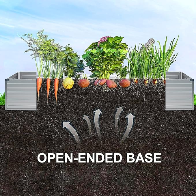 8x3x1.5FT Galvanized Raised Garden Bed Outdoor for Vegetables,Galvanized Planter Boxes Metal Raised Beds for Gardening