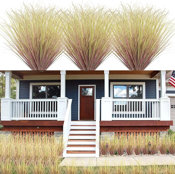 LUZOGA 100Pcs Artificial Grass Plants, Faux Shrubs Wheat Grass, Artificial Tall Grasses Fake Plants for Outdoor Decor,Artificial Greenery Stems Weed for Room Indoor Home Decor（Light Purple）