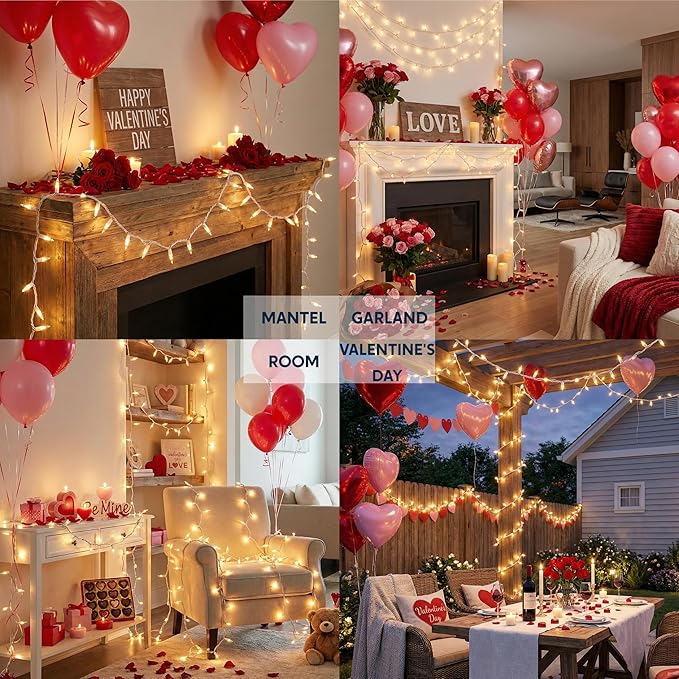 Joiedomi Christmas String Lights Indoor,100 Count Mini Warm Fairy Light Outdoor,21.4 FT Decor for Patio Dorm Classroom Bedroom Holiday Wedding Party Garland Birthday Valentines Day,White Wire