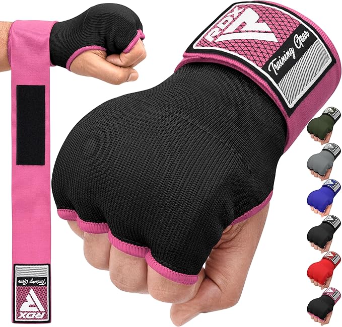 RDX Gel Boxing Hand Wraps Inner Gloves Men Women, Quick 100cm Long Wrist Straps, Elasticated Padded Fist Under Mitts Protection, Muay Thai MMA Kickboxing Martial Arts