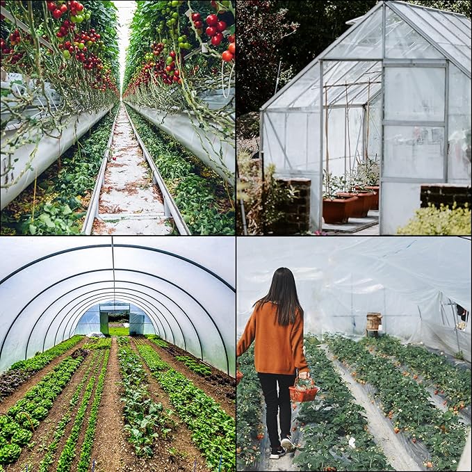 VEVOR Greenhouse Plastic Sheeting 32 x 25 ft, 6 Mil Thickness UV Resistant Clear Polyethylene Film, Hoop Green House Cover for Farms, Agriculture, Garden