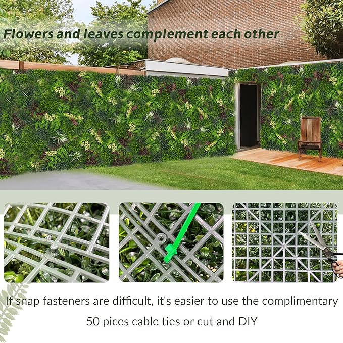 DOPGIB Artificial Ivy Boxwood Roll: 48"x120" UV Resistant Green Leaves Faux for Interior Backdrop,Garden and Indoor Outdoor Wall&Fence Covering Privacy, Party Wall Greenery Decor