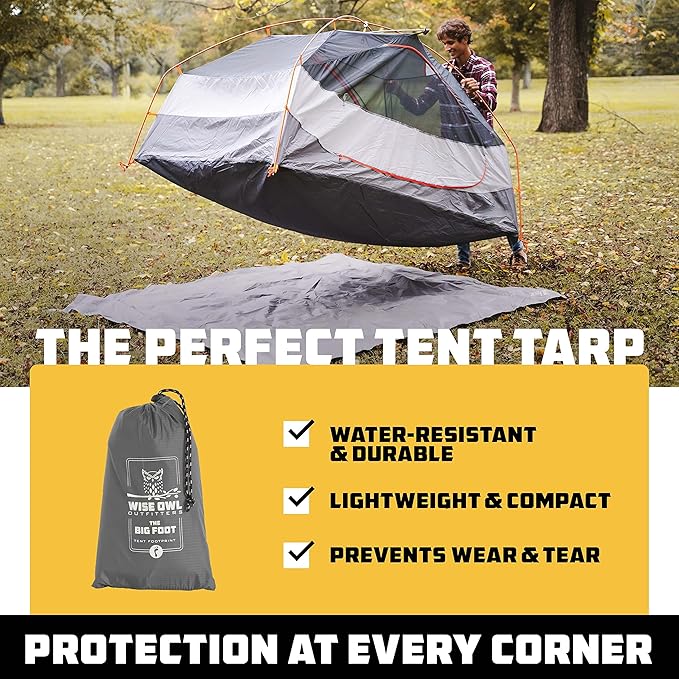 Wise Owl Outfitters Camping Tarp – Waterproof Ultralight Ground Sheet, Tent Footprint & Tent Accessories for Campers, Backpackers, Hammocks & Outdoor Adventure Gear