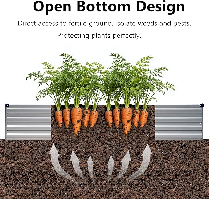 8x2x1 ft(2 Pack) Galvanized Raised Garden Bed,Outdoor Planter Box Metal Patio Kit Planting Bed for Vegetables Flowers and Succulents,Silver