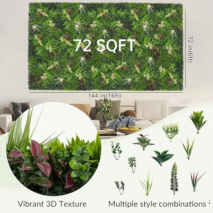 DOPGIB Artificial Ivy Boxwood Roll: 72"x144" UV Resistant Green Leaves Faux for Interior Backdrop,Garden and Indoor Outdoor Wall&Fence Covering Privacy, Party Wall Greenery Decor