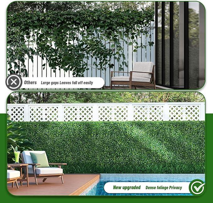 Moeput Artificial Ivy Privacy Fence Screen, 40X160 in(43 sqft) UV-Anti Faux Boxwood Roll Panels Greenery Backdrop Vine Leaf Fence Panels Ivy Fence Covering Privacy