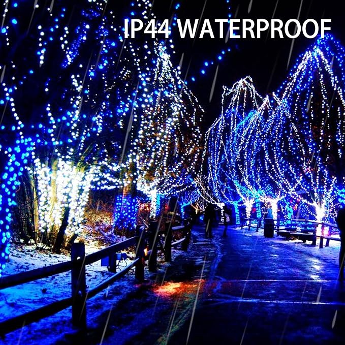 Dazzle Bright Fairy Lights Battery Operated, 2 Pack Total 40FT 120LED Silver Wire Waterproof Battery Operated String Lights, Christmas Decorations for Indoor Outdoor Bedroom Yard Decor, Blue
