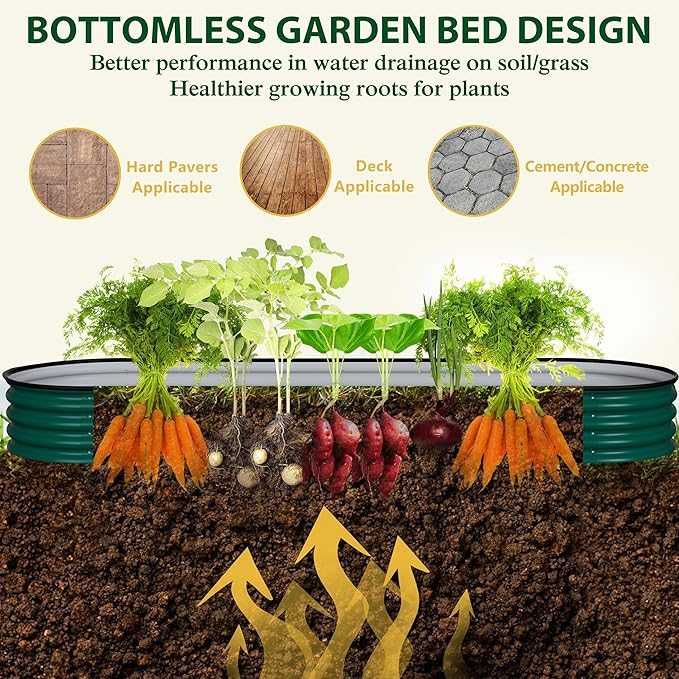 BlueWish Garden Boxes Outdoor Raised, 11.1" Metal Raised Garden Bed with Rubber Strip, 9-in-1 Modular, Bottomless, Raised Garden Beds for Gardening, Vegetable