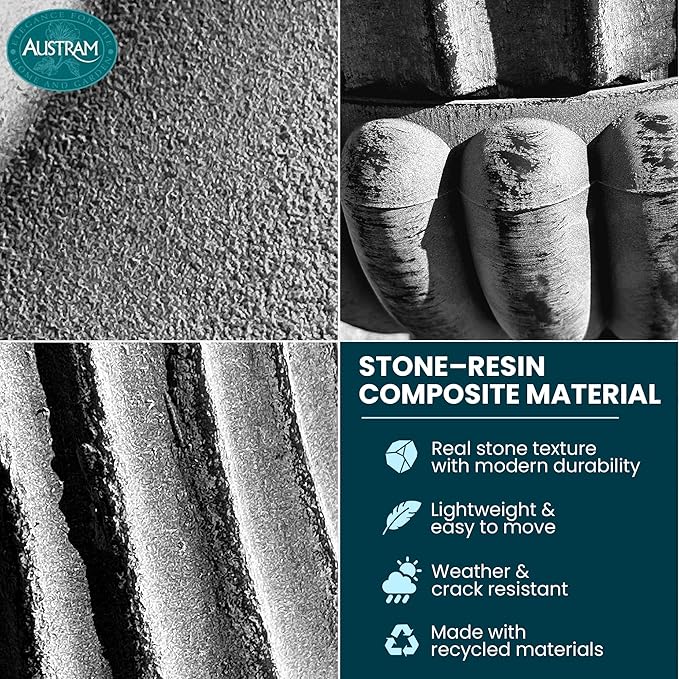 Austram Urn Planters 22", Set of 2, Tall Stone-Resin Pedestal Planters for Outdoor Plants, Large Front Porch Decor, Patio Garden Pots, Outdoor Urns for Entryway, Porch & Deck, Grey Plant Pot