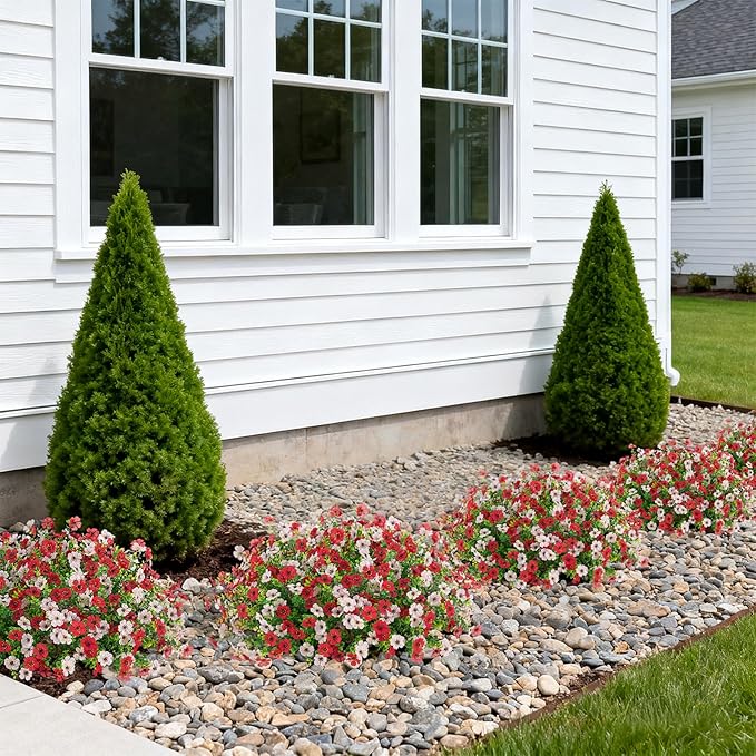 INXUGAO Artificial Fake Flowers Plants for Outdoor Spring Summer Decor, 12 Bundles Faux Silk Flowers for Outdoor Outside Planter Colorful Daisy UV Resistant Look Real for Front Door Porch Patio Yard