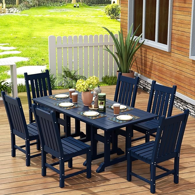 WestinTrends Malibu HDPE Outdoor Armless Patio Dining Chair Navy Blue