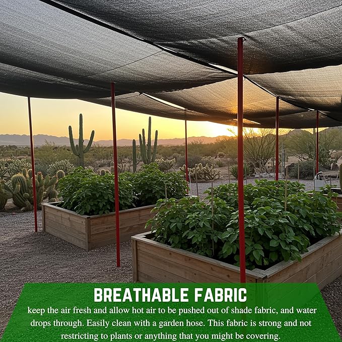 Shade Cloth - 70-80% Sunblock Net for Garden Patio,Shade Sails for Plants Greenhouse Outdoor Pergola Lawn Swimming Pool Sun Shade Cloths for Kennel Chicken Coop (6' x 50')