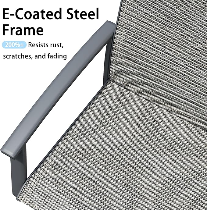 Outdoor Swivel Dining Chair Set of 8, All Weather Patio Dining Chair with Textilene High Back and Metal Frame for Backyard, Lawn Garde and Deck, Grey