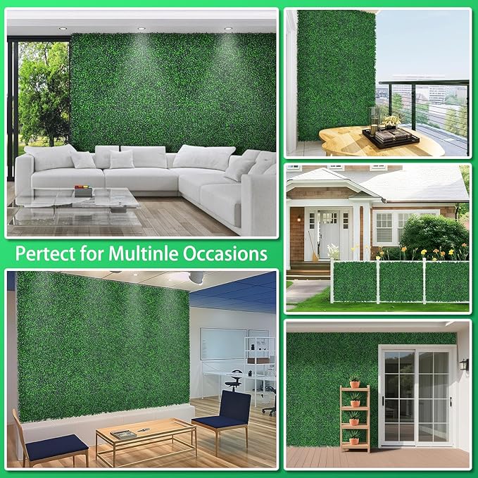 Yangrass Artificial Greenery Wall Roll,71"x 144"(72 sq.ft) UV-Anti Faux Boxwood Roll Panels Greenery Backdrop, Vine Leaf Fence Panels for Garden Fence Covering Privacy, Outdoor Indoor Home Decor