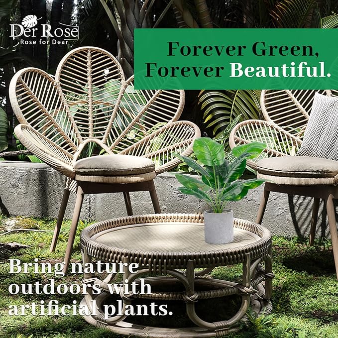 Der Rose 2 Pack Fake Plants Artificial Tropical Faux Plants Indoor for Office Desk Home Sage Green Decor