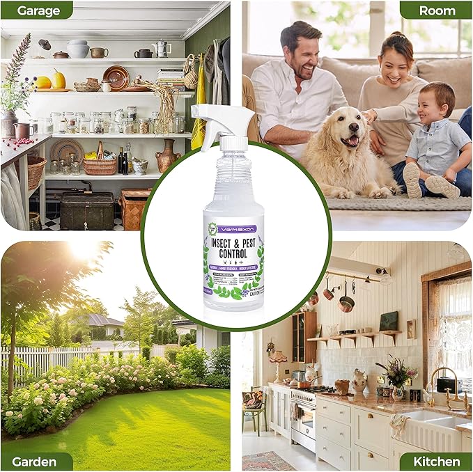 VermExon Peppermint Oil Insect & Pest Control Spray – 16oz Natural Plant-Based Bug Killer for Spiders, Ants, Flies, and Other Insects, Safe for Home & Kitchen Use