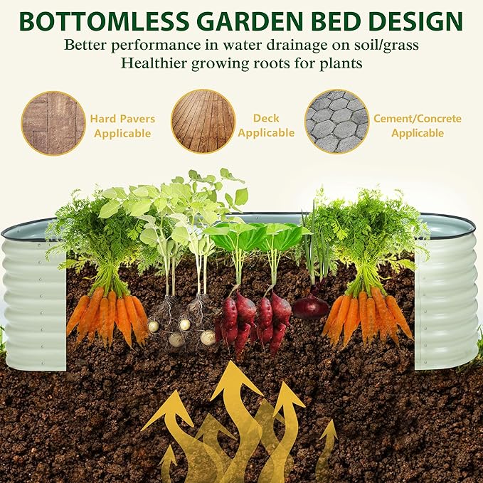 BlueWish 8ftx2ftx2ft Raised Garden Bed, Raised Garden Beds with 2 Aluminum Support Rods, Galvanized Steel, Rubber Strips, Planter Raised Beds for Vegetable, Flower, Herbs