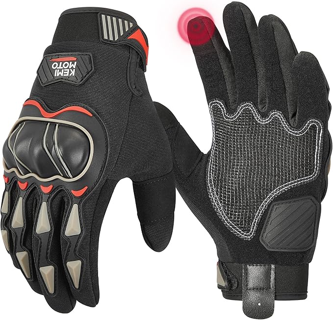 KEMIMOTO Motorcycle Gloves for Men, Touchscreen Cycling Gloves for Outdoor Sports On-Road Off-Road Mountain Motorcycle Motorcross Motorbike Dirt Bike Bicycle Racing ATV UTV