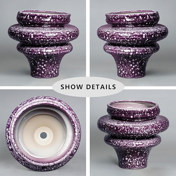Teagas Ceramic Plant Pots - 11 Inch Ceramic Planters for Indoor Outdoor Plants, Large Unique Flower Pots with Drainage Hole, Decorative Planters, Home Decor, Plants Lover Gifts, Purple