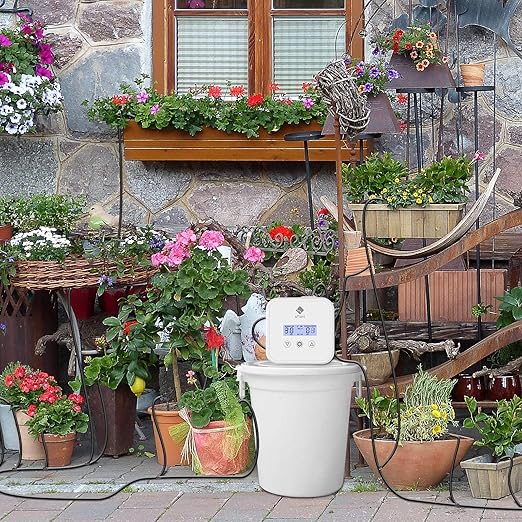 [Upgraded Pump] LCD Automatic Drip Irrigation Kit for 15 Plants, DIY Plant Self Watering System Device Digital Programmable Water Timer, Waterer for Indoor House Plant Vacation Watering