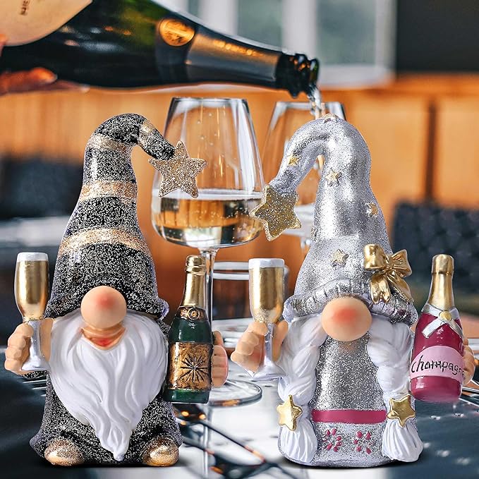 Champagne Gnomes Valentines Day Decorations for Home Party Gnomes Figurines Wine Bar Decor Gnomes Gifts for Women Champagne Birthday Wedding Party Decorations Valentine Gnomes