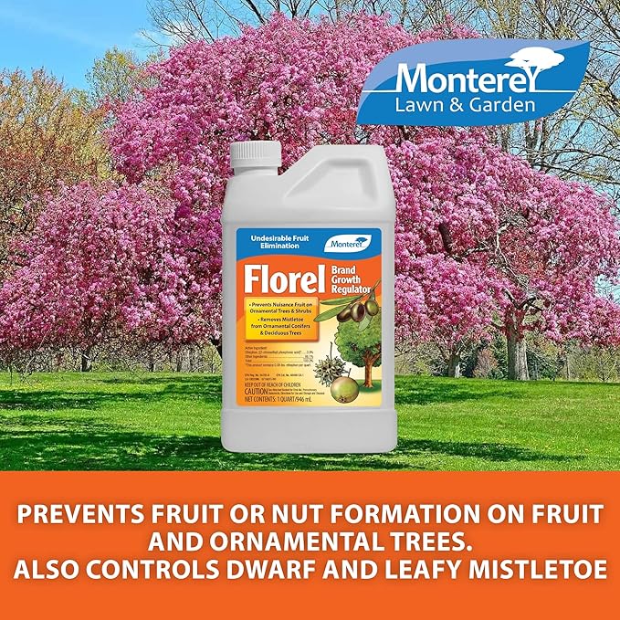 Monterey - Florel Plant Growth Regulator - Fruit Tree Spray - Florel Fruit Eliminator Spray for Trees - Apply Using Sprayer - 1 Quart