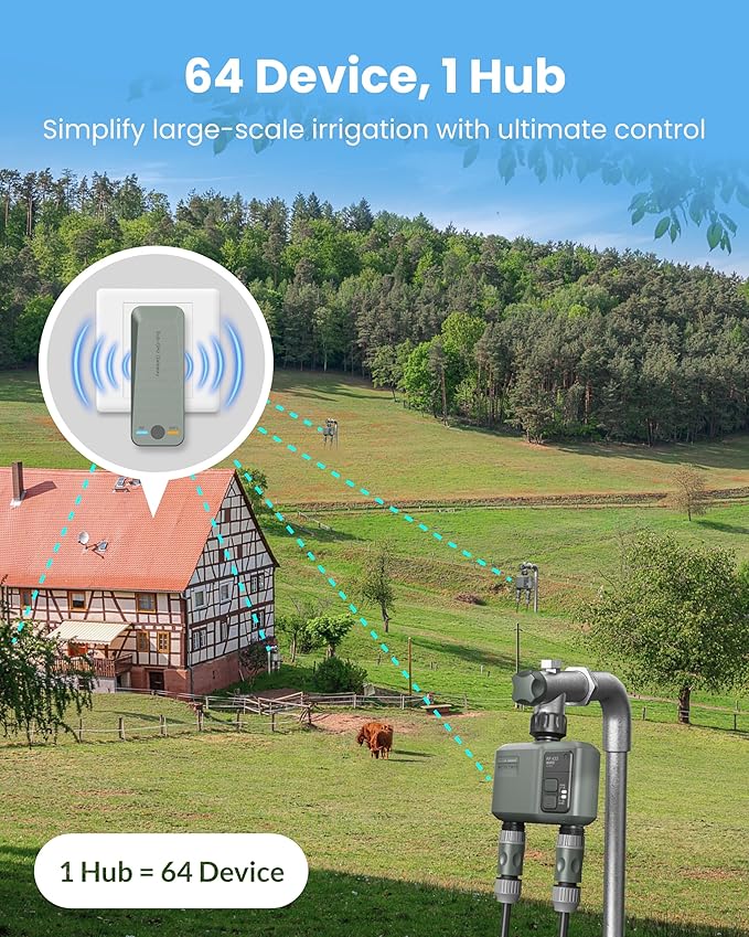 2 Zone Sprinkler Timer, Programmable Hose Timer with Brass Inlet & Outlet, for Garden Hose with Rain Delay/Manual Watering/Automatic Irrigation Controller System for Yard, Lawn
