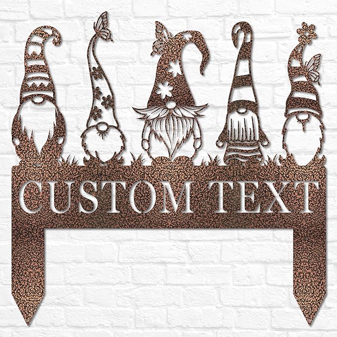 Garden Gnome Yard Stake | Custom Gnome Gifts | Christmas Gnome Stakes | Gnome Metal Art | Gnome Monogram | Yard Decor | Outdoor Lawn Decor