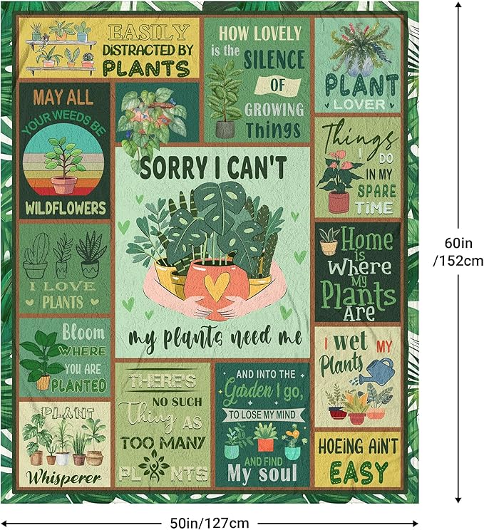 LNKRFRPA Plant Gifts Blanket, Plant Lover Gifts for Women/Lady/Mom, Gardening Gift for Woman, Garden Gift for Mom Grandma, Gifts for Gardeners Woman Blanket 60"x50"