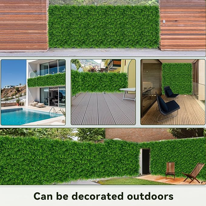 DOPGIB Greenery Faux Grass Wall Backdrop: 20"x20" (12P) UV-Anti Artificial Green Boxwood Panel for Patio Balcony Privacy & Ivy Fence Covering Privacy, Garden, Backyard Wall Backdrop Decor