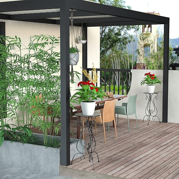 NAKUPE Metal Plant Stands Indoor Outdoor, Heavy Duty Flower Pot stand 22.5 inch Tall, Planter Pedestal Holder Rack for Patio Garden Porch Corner House Deck, 2 Pack(Black)