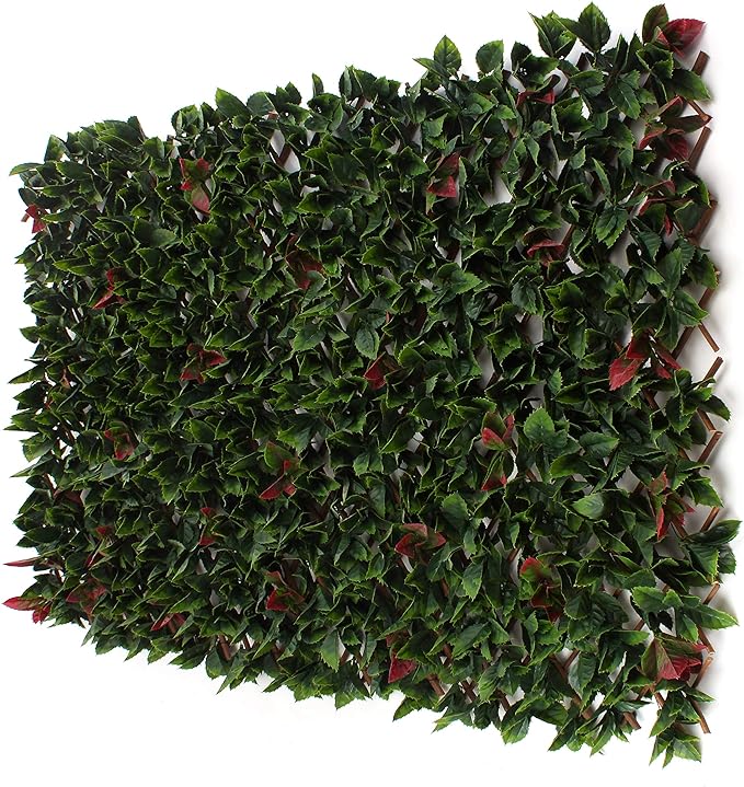 3rd Street Inn™ Leaf Trellis - Bamboo Greenery Panel - Boxwood and Ivy Privacy Fence Substitute - DIY Flexible Fencing (1, Red Tipped Photinia)