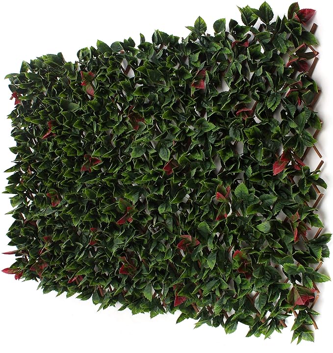 3rd Street Inn Red Tipped Photinia Leaf Trellis 4-Pack - Bamboo Greenery Panel - Boxwood and Ivy Privacy Fence Substitute - DIY Flexible Fencing (Red Tipped Photinia)