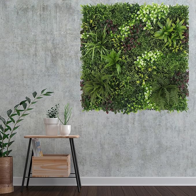ULAND Artificial Plant Wall Panels, 1pc 40"x40" Greenery Grass Wall Backdrop Decoration, Faux Ivy Leaves Outdoor Privacy Fence Covering (B083)