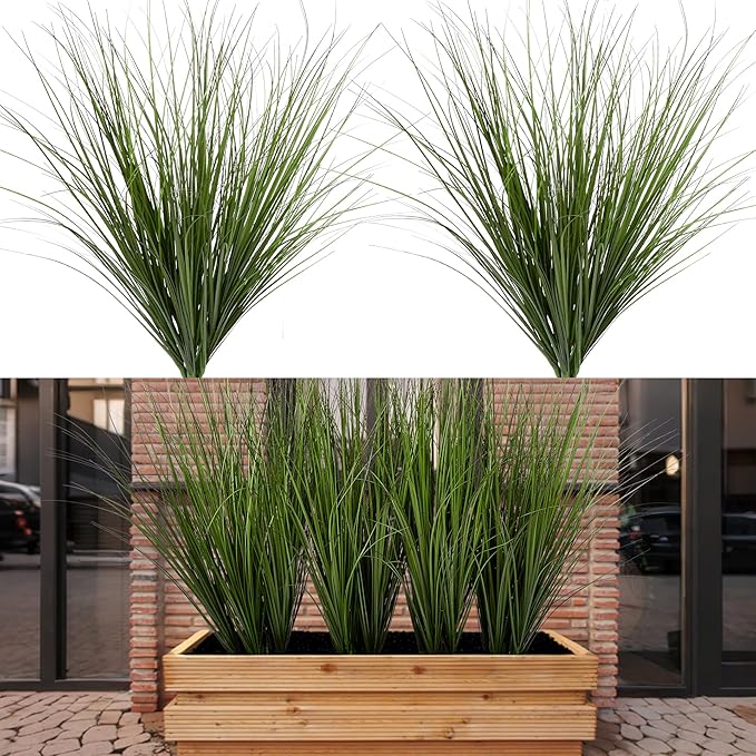 Uqueeten 12PCS Fake Plants Artificial Wheat Grass Greenery Plastic Plants Fake Grass Artificial Plants for Outdoor Decor Artificial Grass Plant with Greenery Stems for Indoor Home Decoration 26.4"