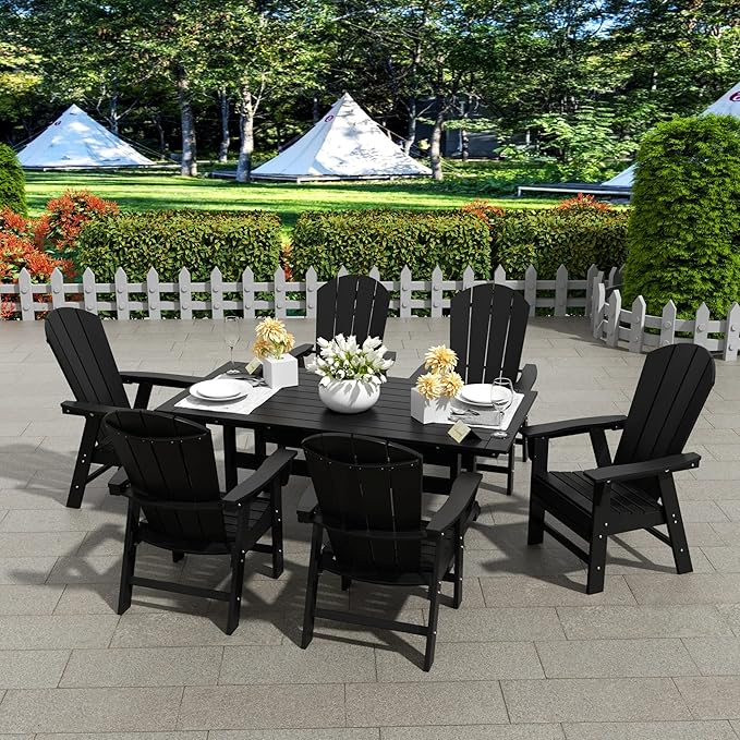 WestinTrends Malibu Malibu Outdoor Patio HDPE Plastic Adirondack Dining Chair Black
